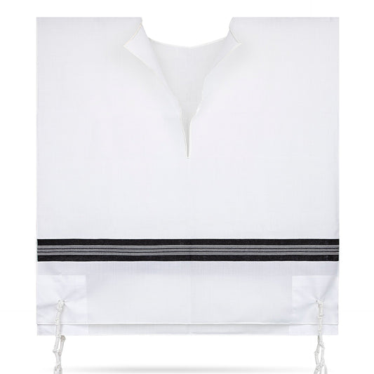 Meshibach Wool Tzitzis – V-Neck, 2 Hole, Ashkenaz – Adult