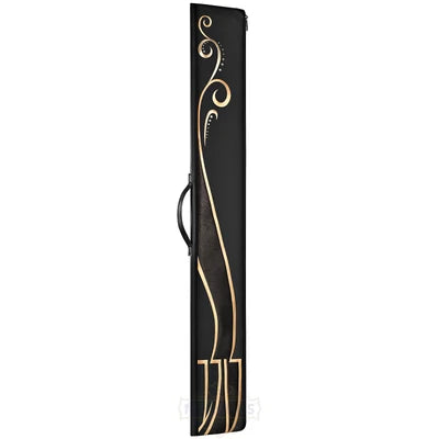 Leather Lulav Bag - Black #1870 - Gold Thread [MCT]