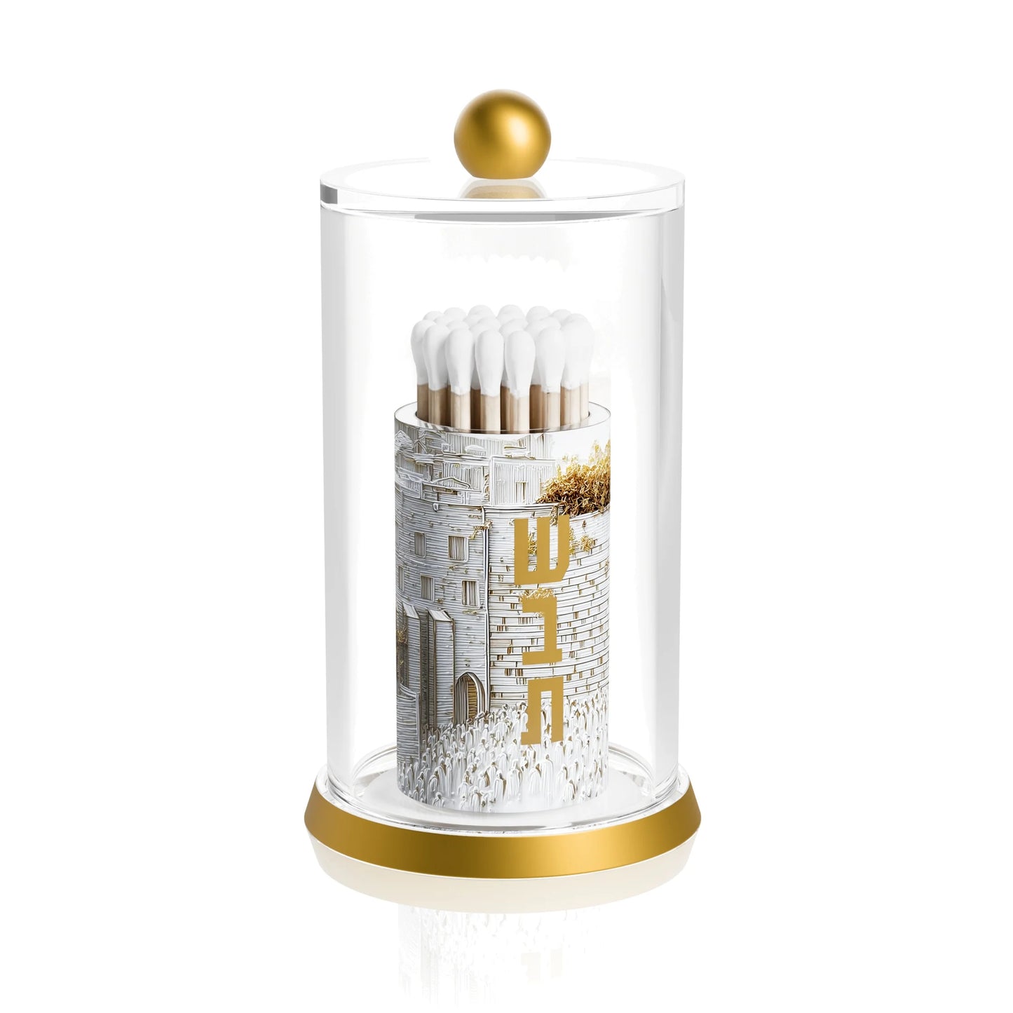 Lucite Match Holder W/Leatherite - Elevated Stone [FT]