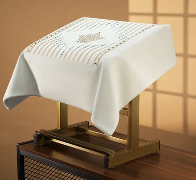 Amud [Shtender] Cover Fitted Crown-Lines Leather - White [MCT]