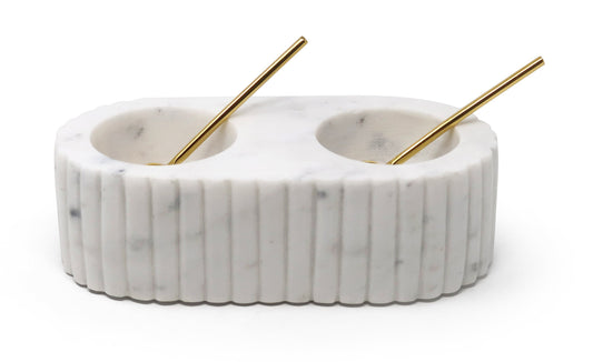 Marble Salt and Pepper Dish w/ Spoon