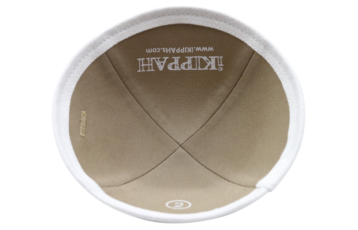 iKippah Tan Linen W/ Cream Rim
