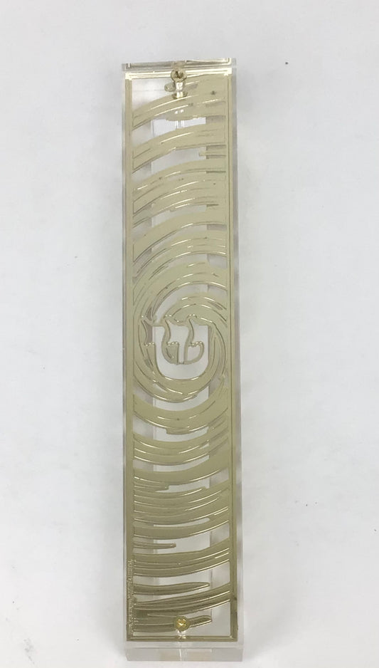 Gold Plated Mezuzah Case 15cm #13 [Clear Side]