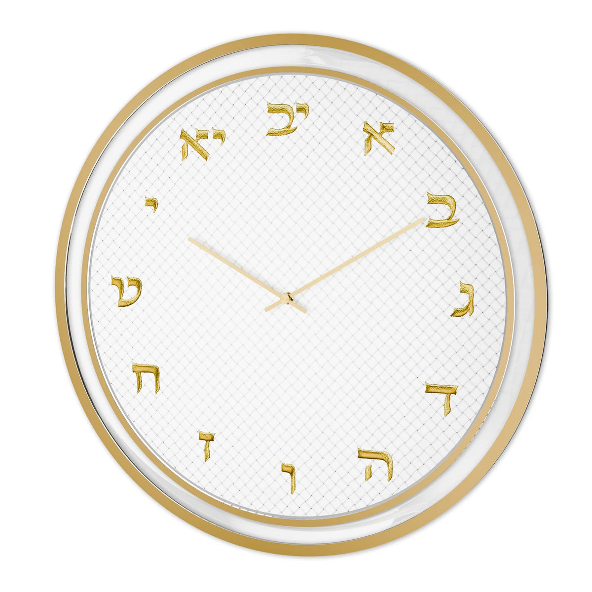 Lucite W/Woven Leatherite Wall Clock - Gold [FT]