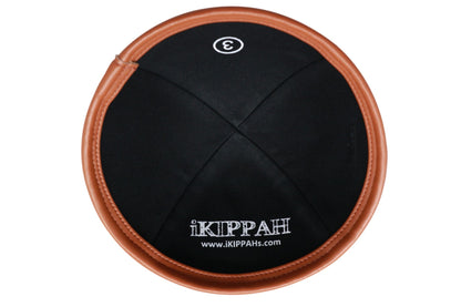iKippah Black Linen W/ Leather Rim