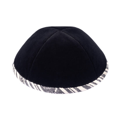 iKippah Black Velvet W/ Black & White Rim