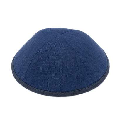 iKippah Navy Linen W/ Colored Rims