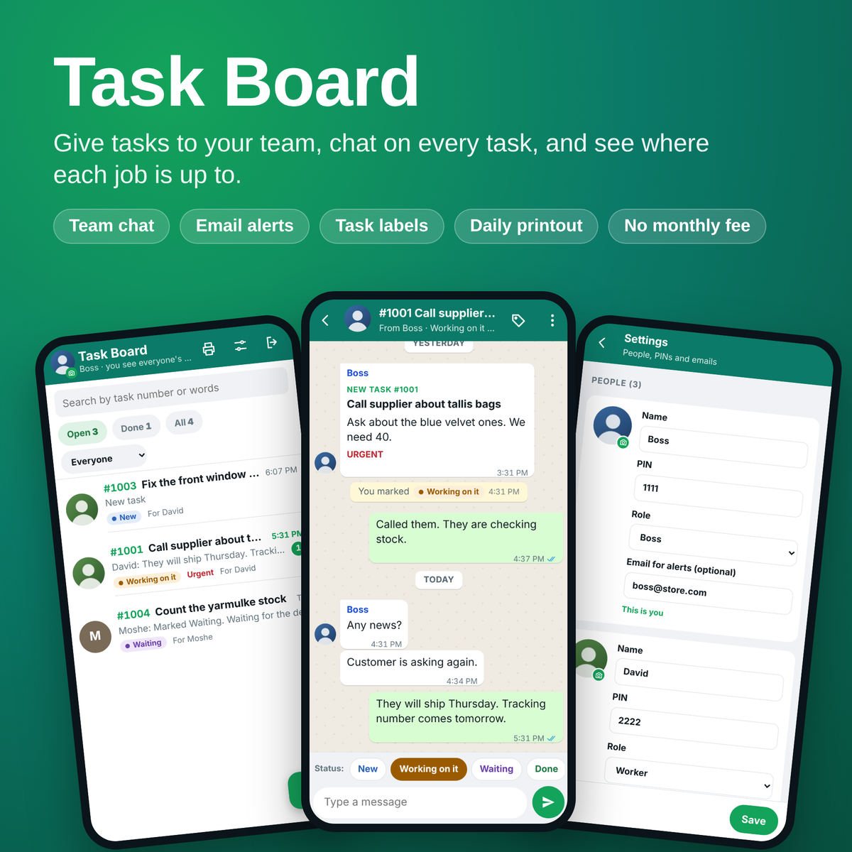 Task Board — Team Tasks and Chat