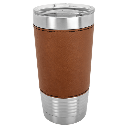 Leather Wrapped Tumbler cup imprint 20oz