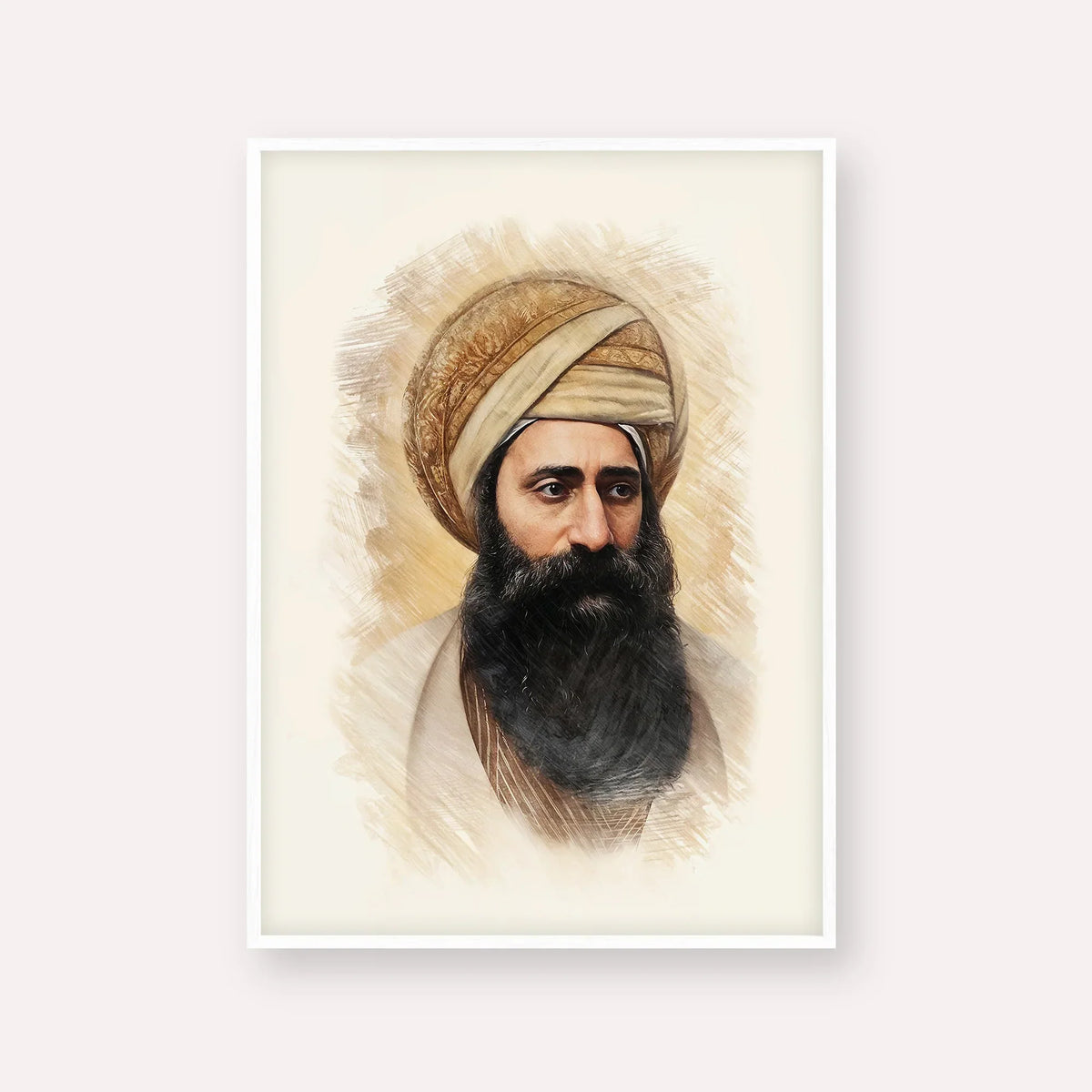 Ben Ish Chai – White Frame Vertical | Jewish Wall Art, Gedolim Pictures