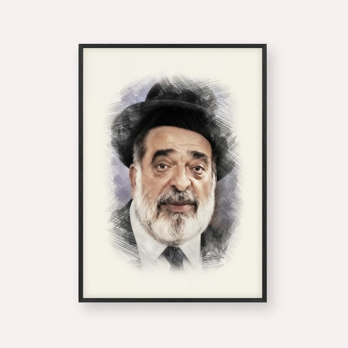 Chacham Ben Tzion Abba Shaul – Black Frame Vertical | Jewish Wall Art, Gedolim Pictures