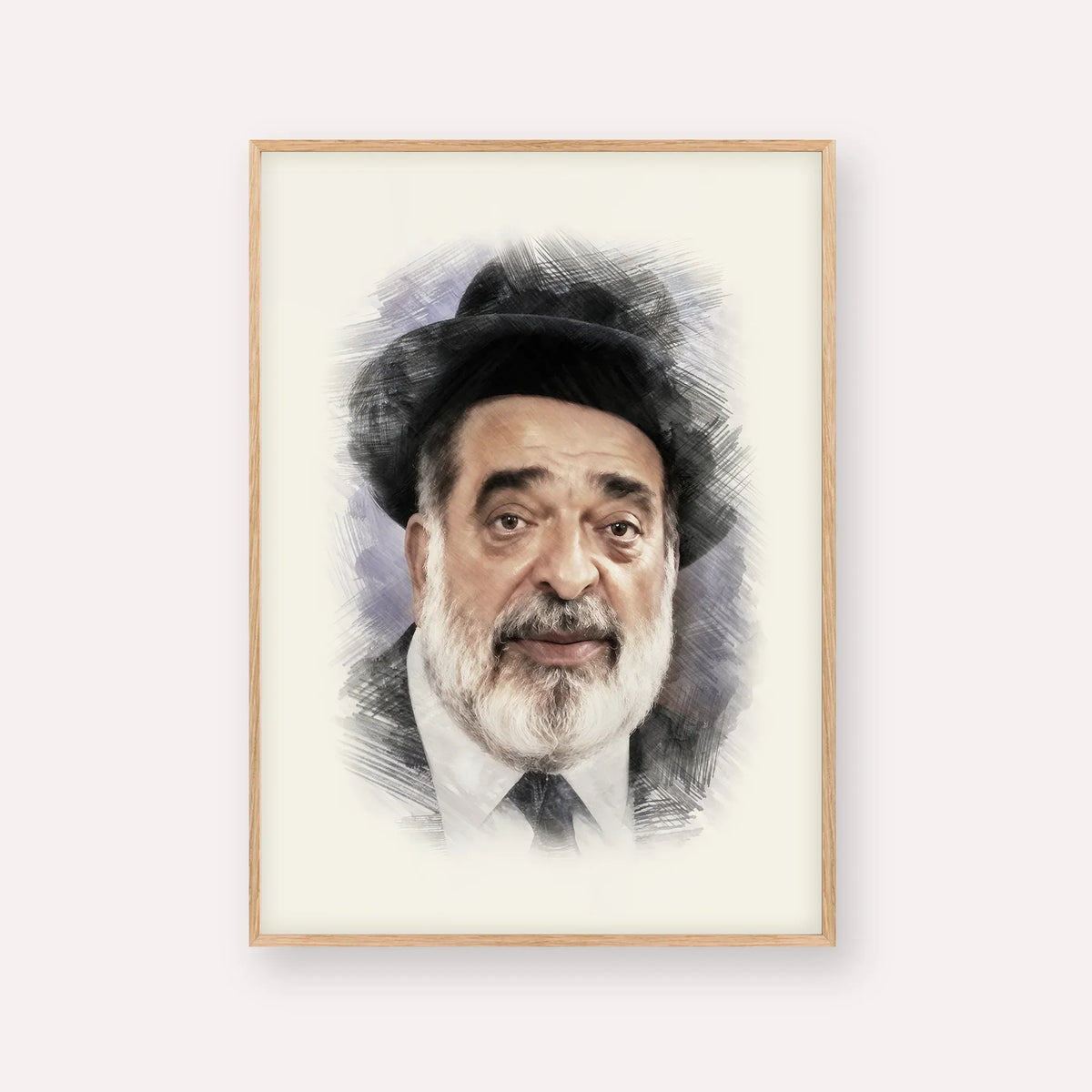 Chacham Ben Tzion Abba Shaul – Wood Frame Vertical | Jewish Wall Art, Gedolim Pictures