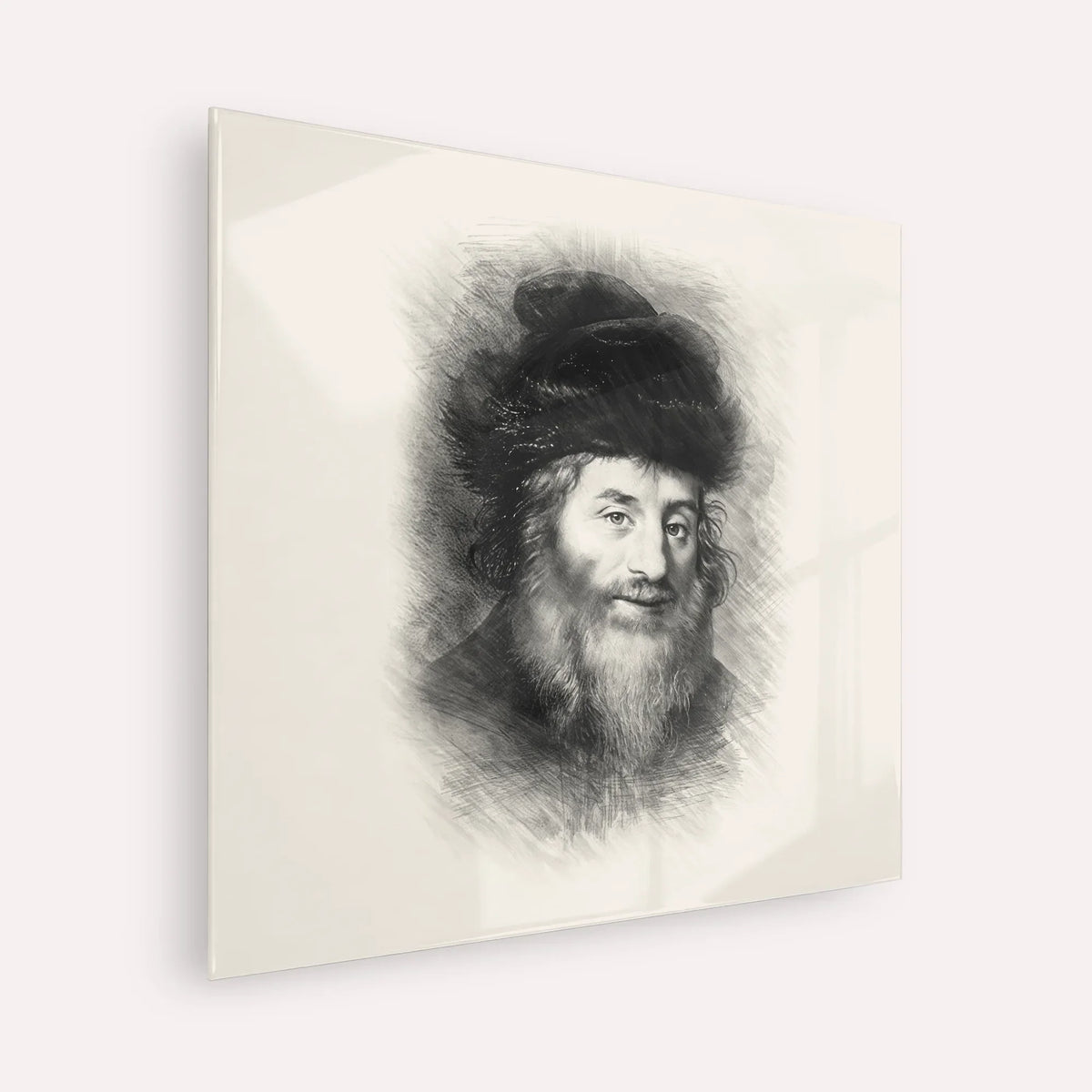 Chatam Sofer – Black & White – Acrylic Glass Square | Jewish Wall Art, Gedolim Pictures