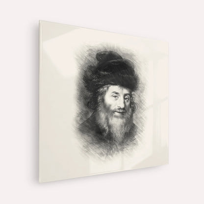 Chatam Sofer – Black & White – Acrylic Glass Square | Jewish Wall Art, Gedolim Pictures