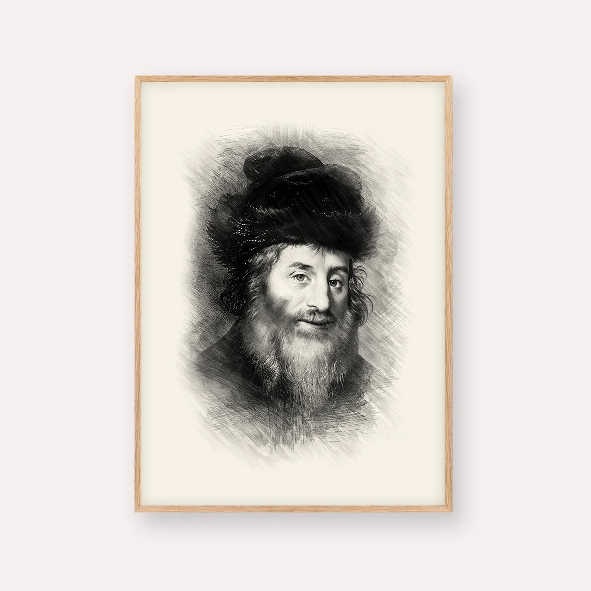 Chatam Sofer – Black & White – Wood Frame Vertical | Jewish Wall Art, Gedolim Pictures