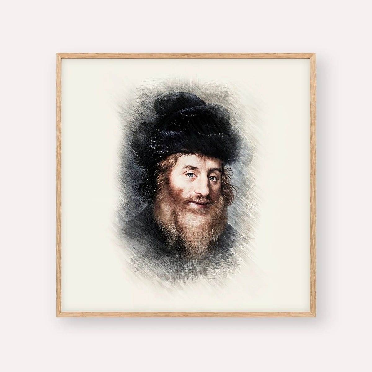Chatam Sofer – Wood Frame Square | Jewish Wall Art, Gedolim Pictures