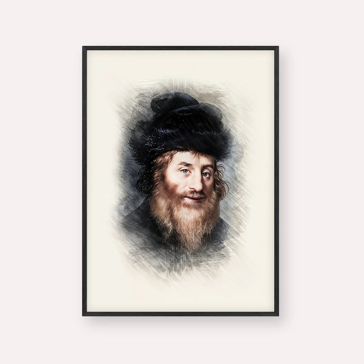 Chatam Sofer – Black Frame Vertical | Jewish Wall Art, Gedolim Pictures