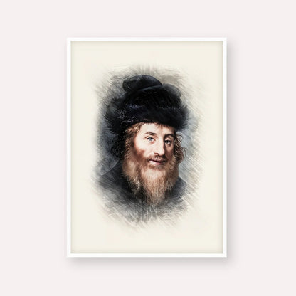 Chatam Sofer – White Frame Vertical | Jewish Wall Art, Gedolim Pictures