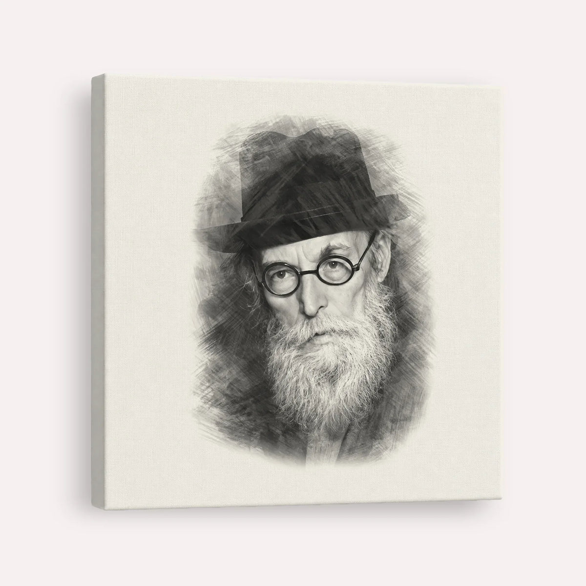 Chazon Ish – Black & White – Canvas Square | Jewish Wall Art, Gedolim Pictures