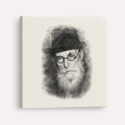 Chazon Ish – Black & White – Canvas Square | Jewish Wall Art, Gedolim Pictures