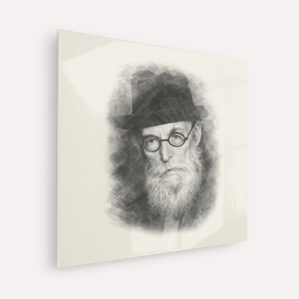Chazon Ish – Black & White – Acrylic Glass Square | Jewish Wall Art, Gedolim Pictures