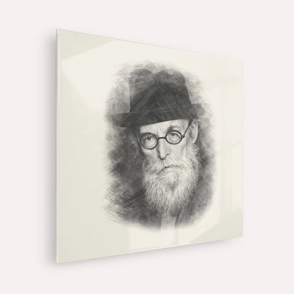 Chazon Ish – Black & White – Acrylic Glass Square | Jewish Wall Art, Gedolim Pictures