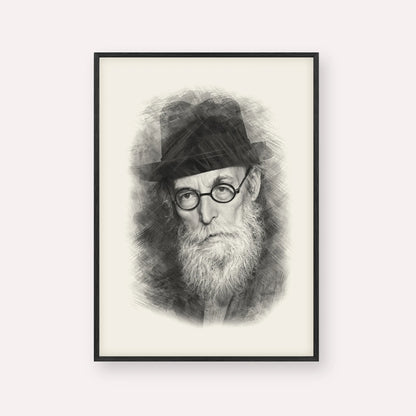 Chazon Ish – Black & White – Black Frame Vertical | Jewish Wall Art, Gedolim Pictures