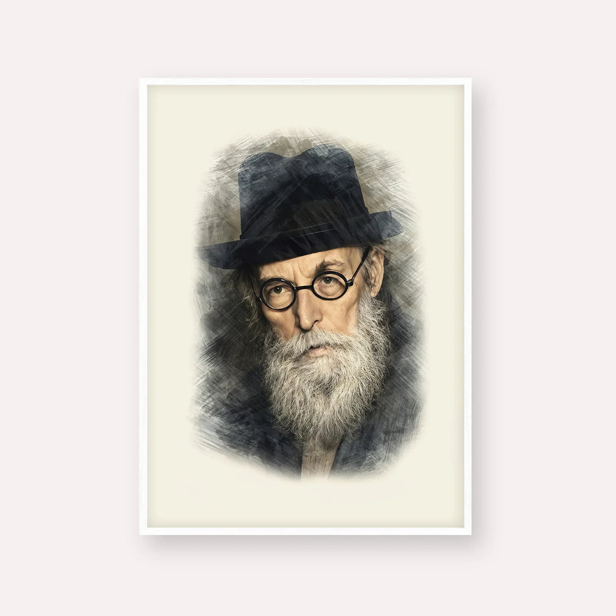Chazon Ish – White Frame Vertical | Jewish Wall Art, Gedolim Pictures