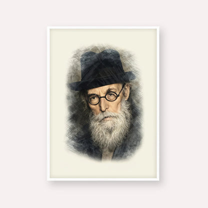Chazon Ish – White Frame Vertical | Jewish Wall Art, Gedolim Pictures