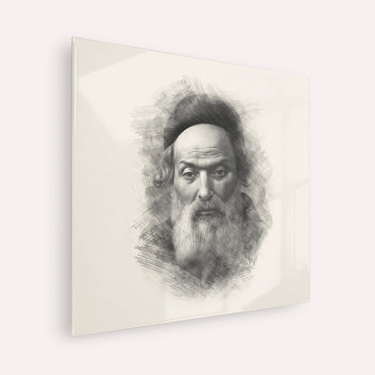 Chofetz Chaim – Black & White – Acrylic Glass Square | Jewish Wall Art, Gedolim Pictures