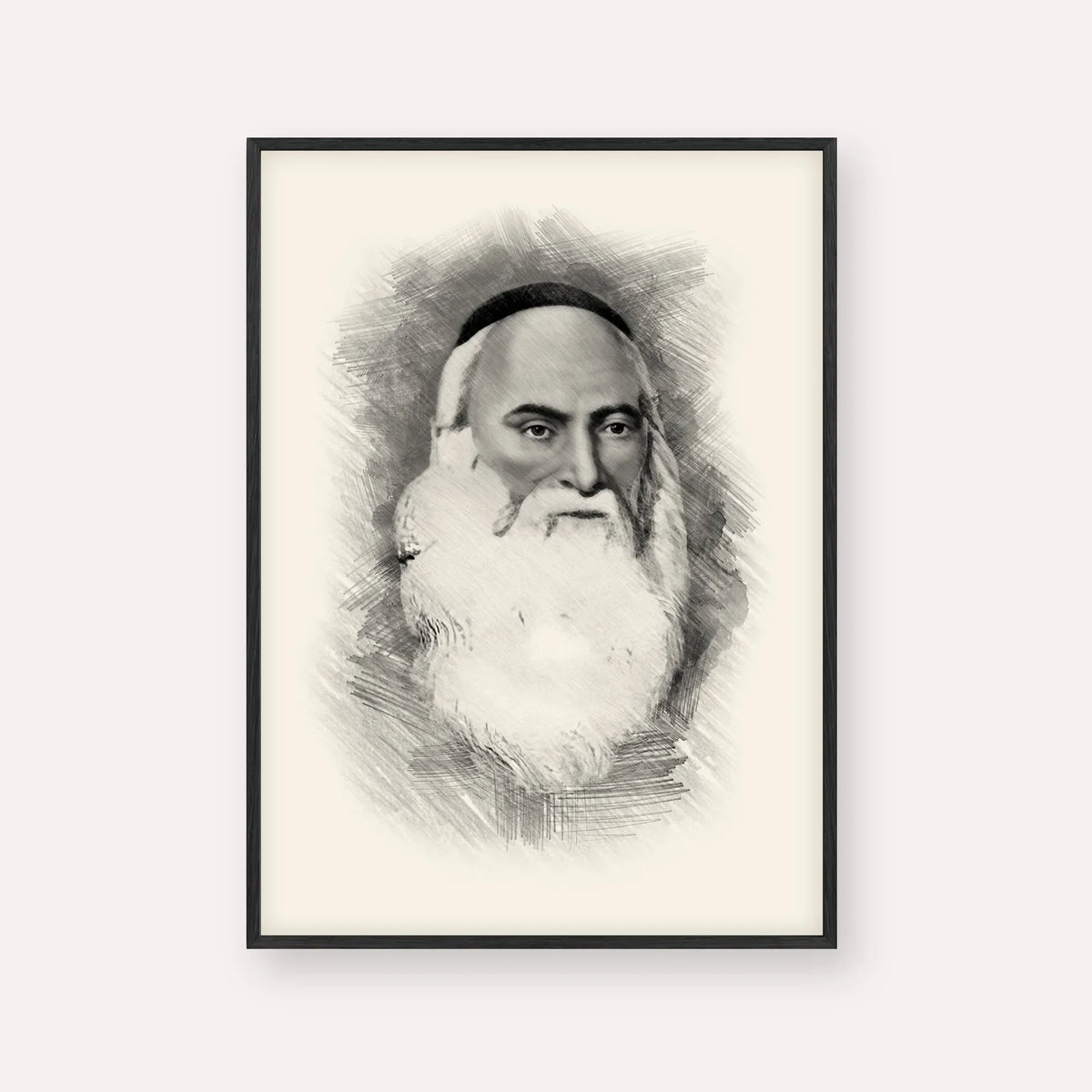 Don Isaac Abarbanel – Black & White – Black Frame Vertical | Jewish Wall Art, Gedolim Pictures