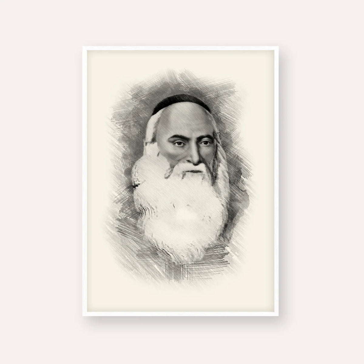 Don Isaac Abarbanel – Black & White – White Frame Vertical | Jewish Wall Art, Gedolim Pictures