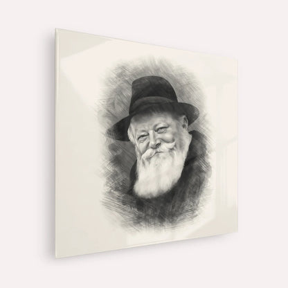 Lubavitcher Rebbe (1) – Black & White – Acrylic Glass Square | Jewish Wall Art, Gedolim Pictures