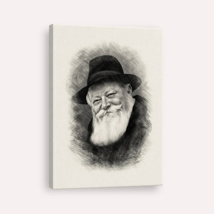 Lubavitcher Rebbe (1) – Black & White – Canvas Vertical | Jewish Wall Art, Gedolim Pictures