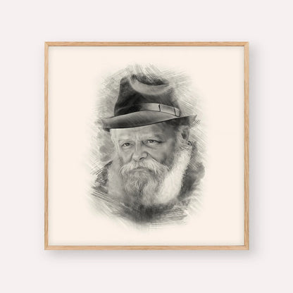 Lubavitcher Rebbe (2) – Black & White – Wood Frame Square | Jewish Wall Art, Gedolim Pictures