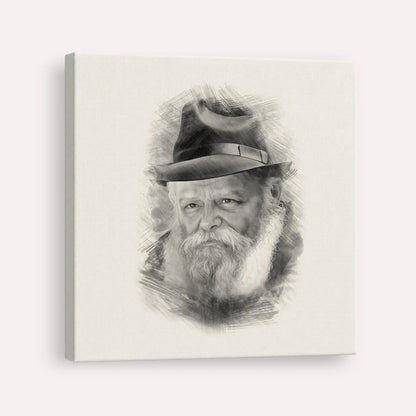 Lubavitcher Rebbe (2) – Black & White – Canvas Square | Jewish Wall Art, Gedolim Pictures