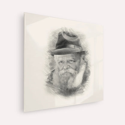 Lubavitcher Rebbe (2) – Black & White – Acrylic Glass Square | Jewish Wall Art, Gedolim Pictures