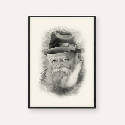 Lubavitcher Rebbe (2) – Black & White – Black Frame Vertical | Jewish Wall Art, Gedolim Pictures