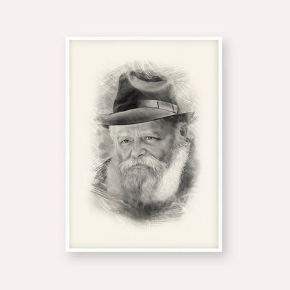Lubavitcher Rebbe (2) – Black & White – White Frame Vertical | Jewish Wall Art, Gedolim Pictures