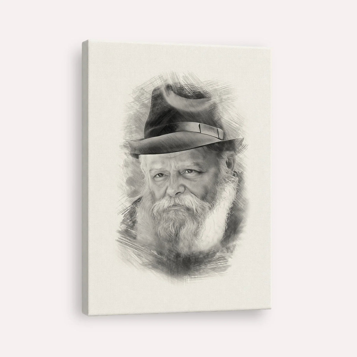 Lubavitcher Rebbe (2) – Black & White – Canvas Vertical | Jewish Wall Art, Gedolim Pictures
