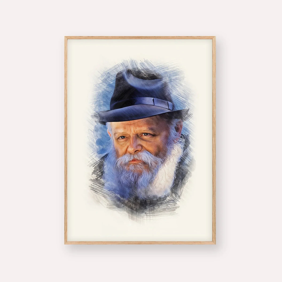 Lubavitcher Rebbe (2) – Wood Frame Vertical | Jewish Wall Art, Gedolim Pictures