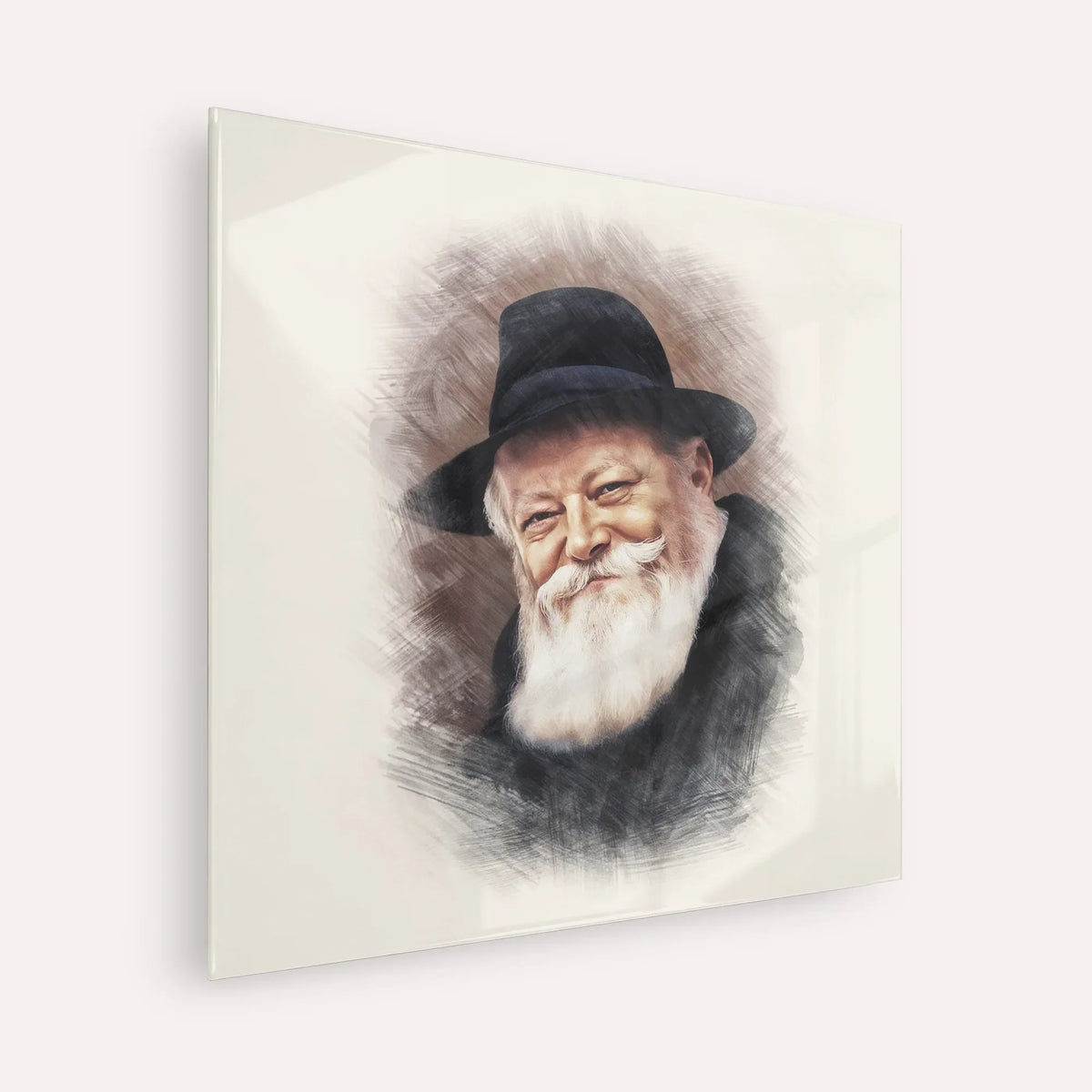 Lubavitcher Rebbe (1) – Acrylic Glass Square | Jewish Wall Art, Gedolim Pictures