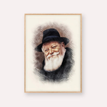 Lubavitcher Rebbe (1) – Wood Frame Vertical | Jewish Wall Art, Gedolim Pictures