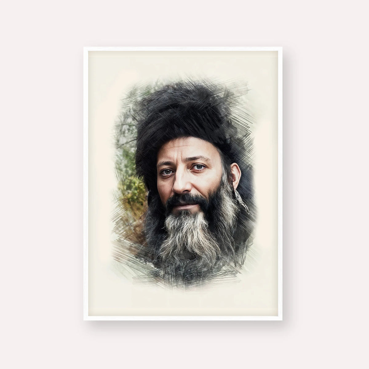 Rabbi Abraham Isaac Kook – White Frame Vertical | Jewish Wall Art, Gedolim Pictures