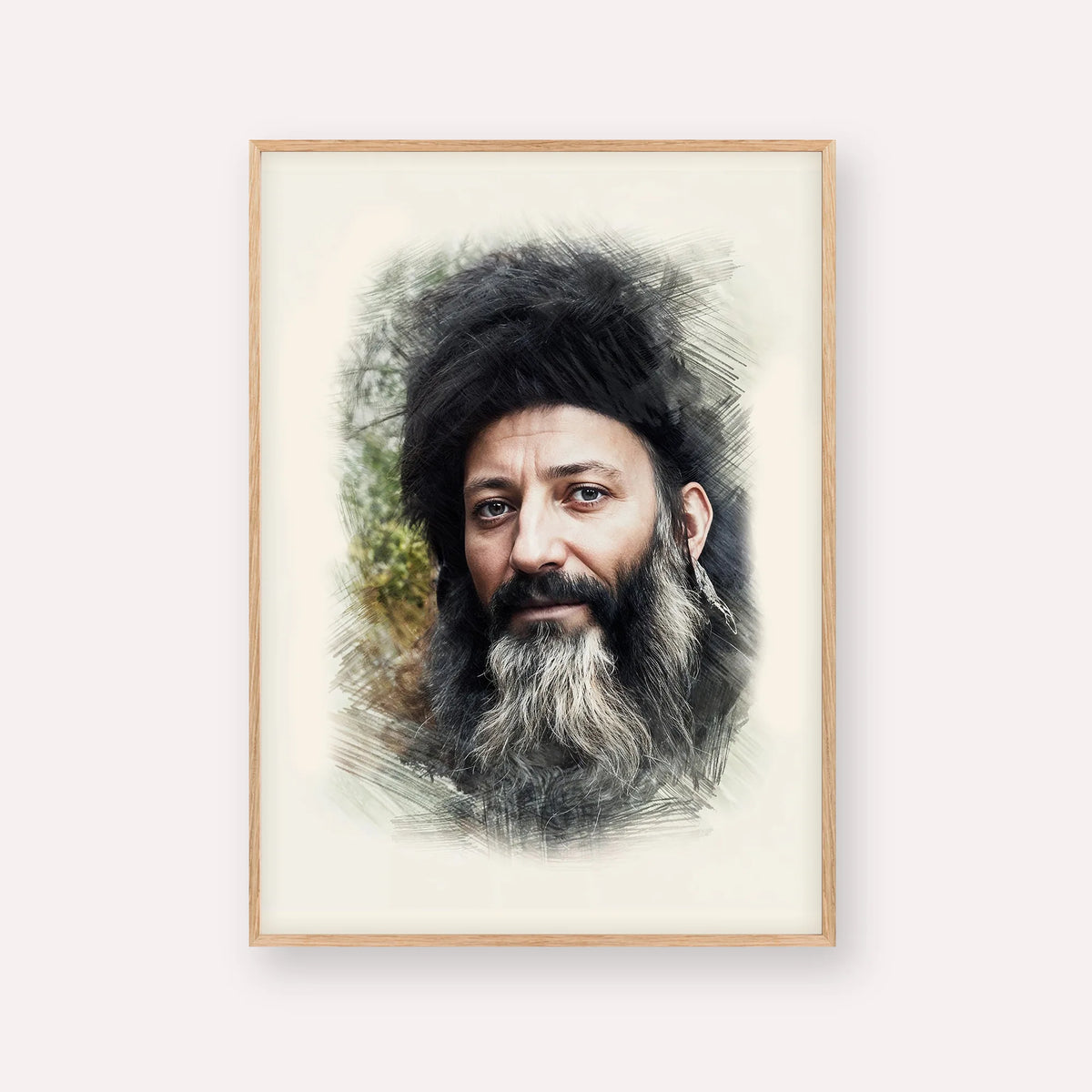 Rabbi Abraham Isaac Kook – Wood Frame Vertical | Jewish Wall Art, Gedolim Pictures