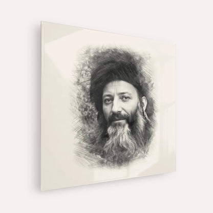 Rabbi Abraham Isaac Kook – Black & White – Acrylic Glass Square | Jewish Wall Art, Gedolim Pictures
