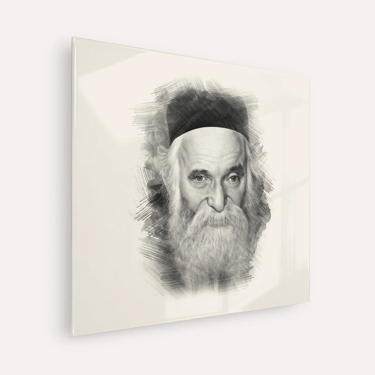 Rabbi Aharon Kotler – Black & White – Acrylic Glass Square | Jewish Wall Art, Gedolim Pictures