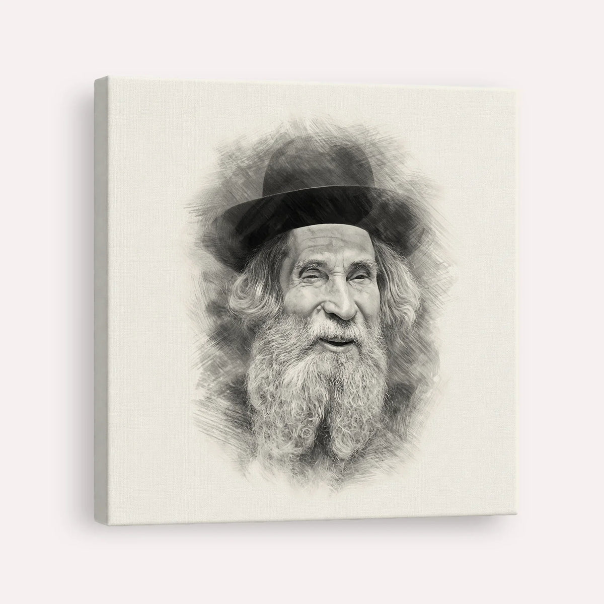 Rabbi Aharon Yehuda Leib Shteinman – Black & White – Canvas Square | Jewish Wall Art, Gedolim Pictures