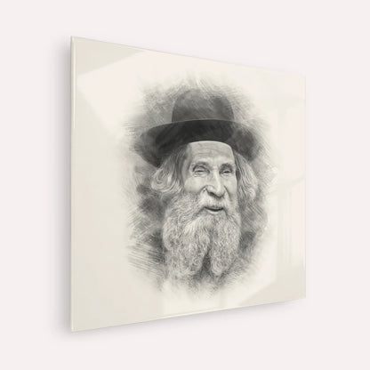 Rabbi Aharon Yehuda Leib Shteinman – Black & White – Acrylic Glass Square | Jewish Wall Art, Gedolim Pictures