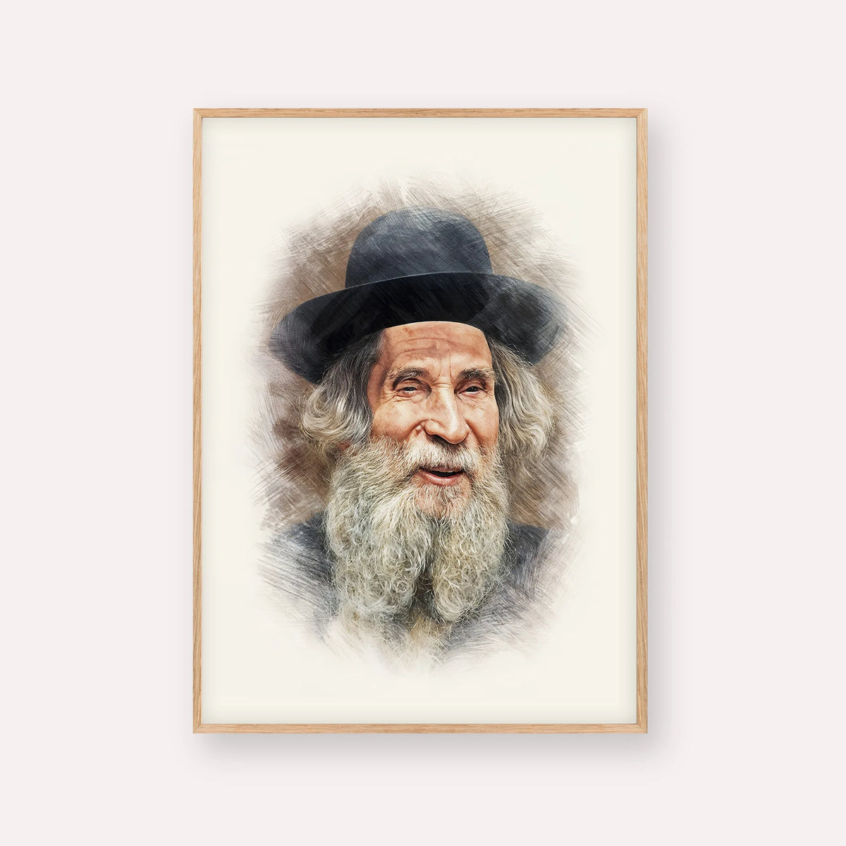 Rabbi Aharon Yehuda Leib Shteinman – Wood Frame Vertical | Jewish Wall Art, Gedolim Pictures